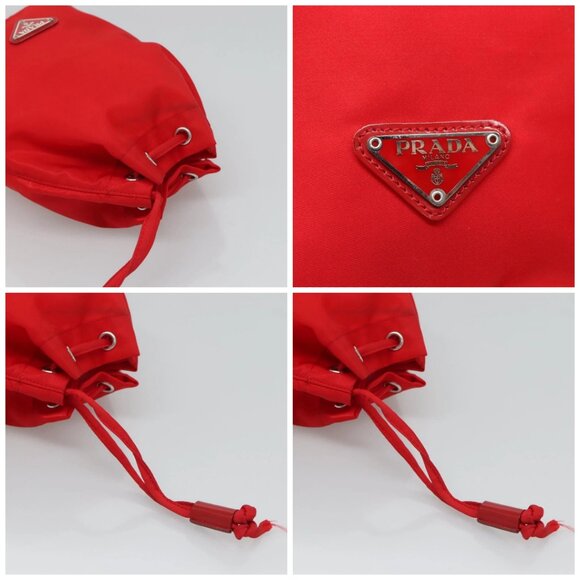 PRADA Pouch Nylon Red Silver Auth BA2656 - Picture 16 of 16